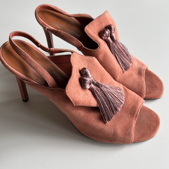 Charles & Keith Suede Leather Tassel Heels - Picture 2 of 16